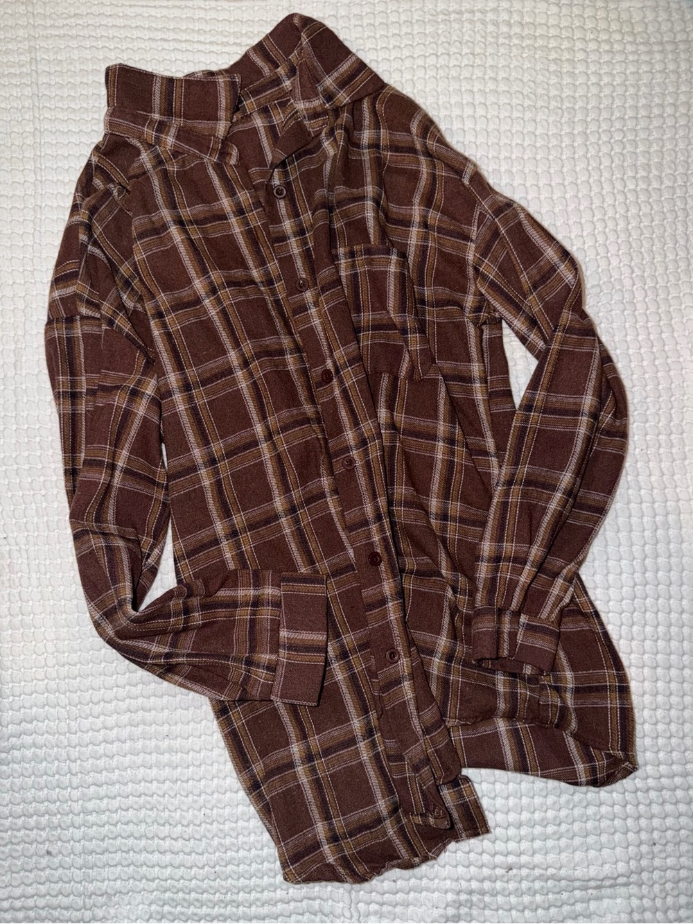 SHEIN Brown Plaid Button-Down Shirt